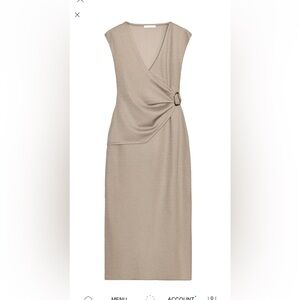 Zara Beige Midi Dress with Ring Detail